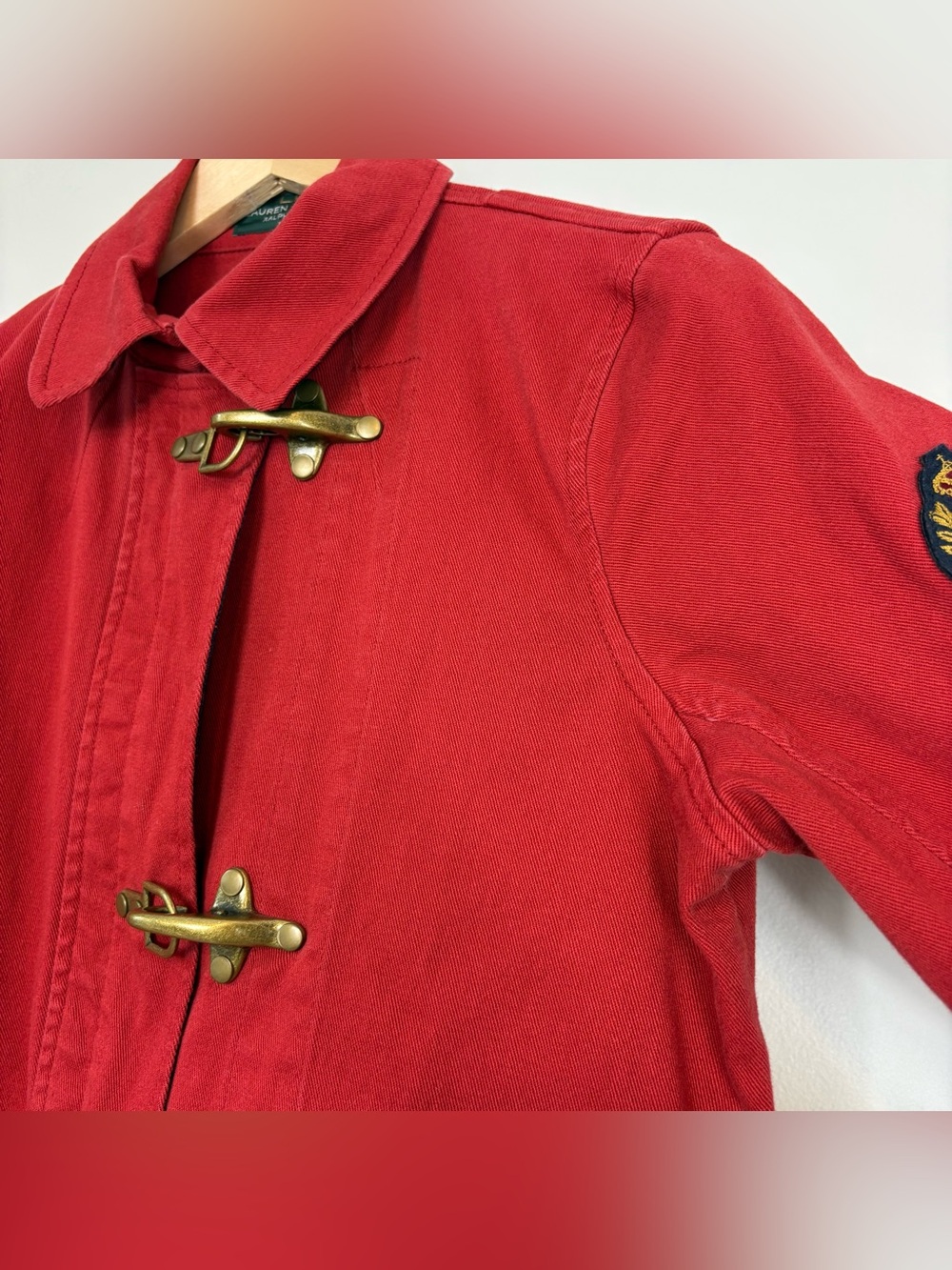 Ralph Lauren Vintage LRL Lauren Jean Co Red Fireman Jacket Sz Petite M - Picture 5 of 15